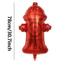 Red Fire Hydrant Shaped Aluminum Foil Balloon, Fire Theme Party Decoration Balloon - Multicolor - View 7