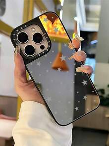 1 buah Casing Ponsel dengan Cermin Rias, Motif Polka Dot & Bintang, Casing Ponsel TPU Tahan Guncangan dengan Perlindungan Penuh, Kompatibel dengan Apple 17 16 15 14 13 12 11 Pro Max - MultiWarna - View 4