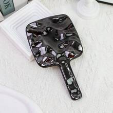 1pc Premium Metallic Glossy Wavy Handheld Makeup Mirror, Handheld Touch-Up Mirror, High Definition Makeup Mirror, Beauty Mirror, Portable Mirror - Multicolor - View 3