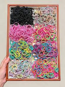 50/200/500 pezzi - Nuovi elastici per capelli sottili in colori misti casuali, fasce di gomma per acconciature e trecce per ragazze, accessori per capelli alla moda e versatili - Multicolore - Visualizzare 5
