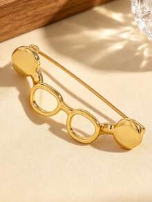 2pcs Elegant Creative Design Glasses Shaped Women's Brooch, Mini Compact Fashion Glasses Brooch Set In Gold And Silver, Suitable For Daily Wear, Party, Vacation, Travel, Gift For Friends, Family, Besties, Couples Jewelry Accessory Set - Multicolor - View 8