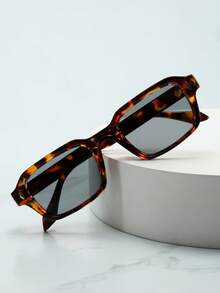 1pc Women's Small Frame High-Quality Versatile Fashion Glasses, Suitable For Daily Wear, Party, Casual Decoration - Tortoise Shell Frame Gray Tablet - View 3