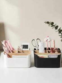 Haus Hana Bamboo 5-Compartment Desk Organizer – Multi-Purpose Storage For Office, Cosmetics & Jewelry - Multicolor - View 1