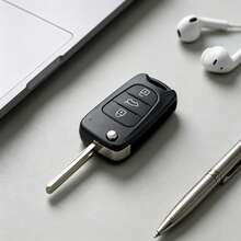 Carcasa de reemplazo de llave de coche con chip de entrada sin llave de 3 botones en color negro, compatible con Kia y SsangYong, por favor compare el tamaño de la llave original antes de comprar - A - Ver 2
