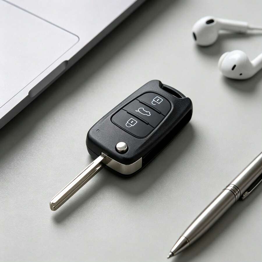 Carcasa de reemplazo de llave de coche con chip de entrada sin llave de 3 botones en color negro, compatible con Kia y SsangYong, por favor compare el tamaño de la llave original antes de comprar