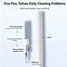 1pc Pink/White 3-In-1 Earphone Cleaning Brush Set Compatible With Apple Earbuds (Pro 1/2), Silicone Dust Plug, Portable Wireless Earphone Case Cleaning Tool, Bluetooth Earphone Cleaning Pen, Multi-Function Cleaning Kit With Soft Bristle Brush, Compatible With Huawei, Bluetooth Earbuds - Earphone Cleaning - View 7