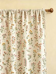 1pc Floral Print With Broom Tassel Trim Linen Material Modern Linen Gauze Curtain - Japanese Linen Style, Rod Pocket Design, Suitable For Living Room And Bedroom - Transparent And Light Filtering Curtain, Living Room Curtain, Bedroom Curtain (Tie Backs Not Included) - Multicolor - View 7
