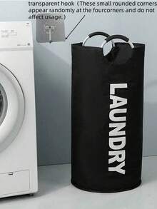 1pc Extra Large High Quality Laundry Basket With Soft Padded Handles - Fabric Laundry Hamper, Foldable Round Basket, Suitable For Various Room Types, Casual Style Clothes Storage Box, Laundry Accessories, Laundry Basket - Multicolor - View 8