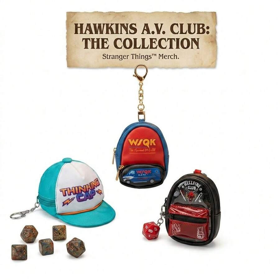 Netflix Officially Licensed Stranger Things PU Keychain Demogorgon Bag Clip Hellfire Club Thinking Cap Figurine Backpack Charm Collectible GiftforFans