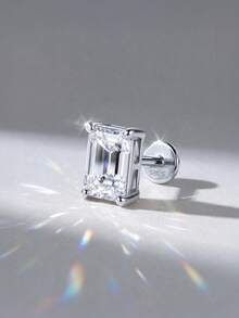 AnlaScheer 1 par de pendientes de botón planos de moissanita asimétrica de 1 quilate color D en plata de ley 925, joyería para mujer, accesorios de plata 925, adecuados para uso diario y regalos de fiesta - Plateado - Ver 5