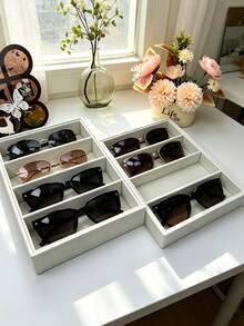 Fashion Glasses Storage Tray, Fashion Glasses Storage Box, Drawer Organizer Box, Stackable Display Box, Anti-Scratch Soft Lining, Suitable For Earrings, Necklaces, Bracelets, Rings, Hair Clips, Headbands, Fits Standard Drawers - Multicolor - View 2