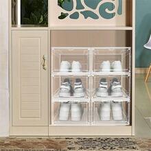 6 Pack Clear Hard Plastic Shoe Storage Boxes, Stackable Dustproof Shoe Organiser Containers For Sneakers Heels Trainers, Closet Bedroom Hallway Storage - View 7