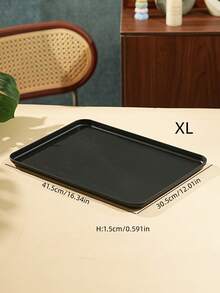 Black Shallow Tray, Used For Holding Food, Snacks, Drinks, Breakfast, Coffee, Rectangular Serving Tray, Durable Plastic PP Material - Black - View 17