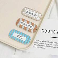 Striped Ins Style Mirror Phone Stand Back Sticker Transparent Funny Mirror New Year New Design Adhesive Polka Dot English Grid Minimalist Binge-Watching Phone Desktop Stand Foldable High Aesthetic For Women - Multicolor - View 1