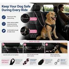 1pc Dog Car Headrest Safety Tether Braided Cotton Rope Pet Car Seat Belt With Heavy Duty Metal Clip, Chew Resistant Anti Shock Dog Travel Restraint Leash For Small Medium Large Dogs, Easy Install Universal Vehicle Pet Safety Accessory - Multicolor - View 7