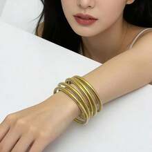 6pcs/Set Colorful Silicone Tube Bracelets With Glitter Gold Powder Jelly Bangles Suitable For Women's Daily Wear - Multicolor - View 4
