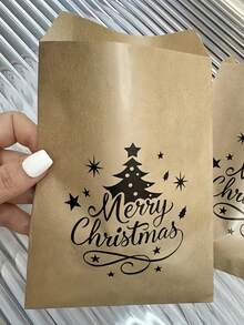 25Pcs Christmas Tree Kraft Paper Gift Bags – Elegant All-In-One Design, Versatile Treat Bags For Parties, Family Get-Together, Office Gifts, Friend Get-Togethers & Gift Packaging – Ideal For Christmas Celebrations - Christmas Tree Paper Bag - View 5