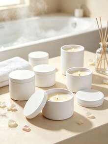 HIZTGHC 24pcs 4oz Matte White Sealed Lid Candle Jars, Blank Metal Candle Containers Bulk Set, DIY Handmade Candle Making Supplies, Wax, Fragrance, Gift Mini Storage Jars - 24 Pcs - View 6