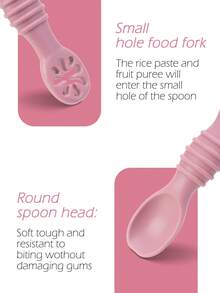 2PCS Solid Color Mini Silicone Baby Cutlery Set Easy Grip Self Feeding Spoon Utensils Easy To Clean Tableware Infant Dining Food Accessories - Multicolor - View 6