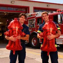 Red Fire Hydrant Shaped Aluminum Foil Balloon, Fire Theme Party Decoration Balloon - Multicolor - View 4