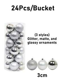 24 piezas Bolas colgantes para árbol de Navidad, Bolas colgantes de Navidad color rosa, Bolas de Navidad, Decoración de árbol de Navidad, Para fiesta de boda navideña, Navidad, Vacaciones, Decoración de habitación, Decoración navideña del hogar, Decoración navideña de la casa, Decoración del hogar de otoño - Varios estilos - Ver 10