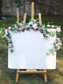 2/4pcs Wedding Arch Floral, Artificial Pink Rose Wedding Flowers, Wedding Welcome Sign Decoration And Arch Flowers, Suitable For Wedding Reception - Pink - View 11