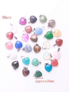 16mm & 20mm Natural Stone Multi-Color Heart-Shaped Pendants Random Mixed 30pcs - Heart Pendant - View 4