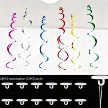 24/12/6pcs Christmas Spiral Hanging Decorations, Suitable For Birthday Party Decor, Wedding Decor, Spiral Hanging Ornaments, Banner Streamers, Spiral Ceiling Hanging Decorations For Window Display (Random Color Assortment) - Multiple Styles - View 11