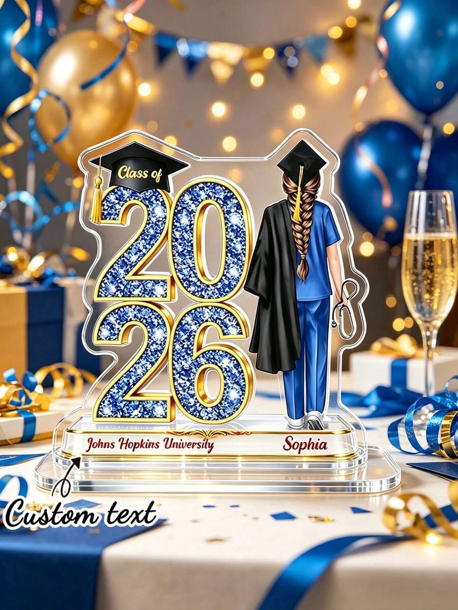 Personalized Custom Graduation Acrylic Flower Plaque Display Stand 2026 Class Nurse Gift Customized Name University Souvenir Graduation Decoration Gift Back To School Gift School Opening Season Gift Birthday Gift For Her - Style 19 - View 1