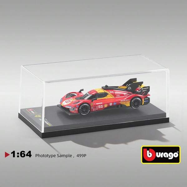 Burago بوراجو - فيراري 499P 24H LMS هايبركار 2024#51 1:64، نسخة طبق الأصل من معدن مصبوب AF Corse Le Mans، ترخيص فيراري، العمر الموصى به 14 سنة فأكثر