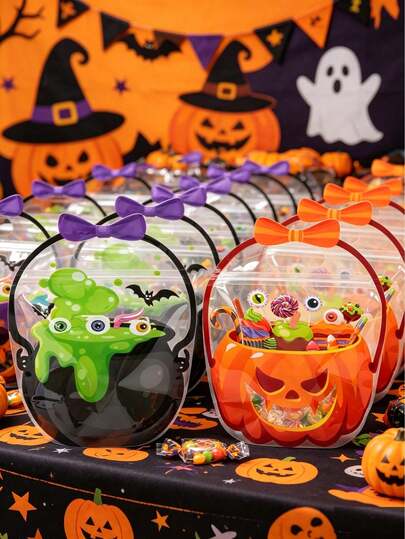 10/14 Halloween Standing Gift Bags, Pumpkin Wizard Cauldron Tote Bags, Halloween Trick-Or-Treat Candy And Cookie Sealable Bags, Party Favor Tote Bags, Kitchen Baking And Shopping Bags, Halloween Home Tabletop Decorations, Party Supplies Gifts