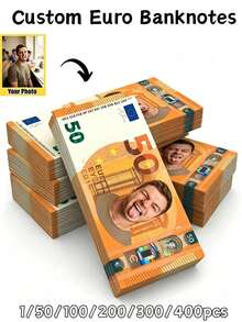 1/50/100/200/300/400 Sheets, Customized 100 Euro Banknotes, For Back To School Promotion, Back To School Promotion Funds, Fake Money/Your Face Banknotes, Campus Queen, Vote For Me, Toy Money, Personalized Euro, Bachelor Party - Multicolor 2 - View 1