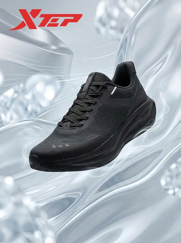 XTEP--Back Support Summer Edition | XTEP Back Support Running Shoes Men Spring/Summer Breathable Anti-Slip Durable Cushioning Commuter Shoes Sports Shoes Black/Coal Black - Black/Ant Black - View 1