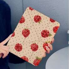 1pc Raspberry Polka Dot Y-Fold Tablet Case With Pen Slot & Auto Sleep/Wake Protective Cover, Compatible With IPad PRO/AIR, Compatible With SAMSUNG,Compatible With XIAOMI Pad 5/6/21,Compatible With Oppo Pad,Compatible With Huawei Matepad,Compatible With Honor Pad - Multicolor - View 2