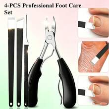 1/3/4pcs Black Handle Pedicure Set, Includes Large And Small Nail Clippers, Cuticle Scissors, Foot Scraper And Nail File, Comprehensive Care For Nails, Thick Toenails And Calluses, Suitable For Elderly, Pedicurists Daily Use, Ideal Gift For Men - Multicolor - View 2