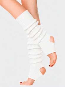 1/3 Pairs Ribbed Footed Leg Warmers, Soft Stretch Slouchy Knit Open Heel Boot Socks, Cozy Long Warmers For Lounge, Dance & Street Wear - Multicolor - View 13