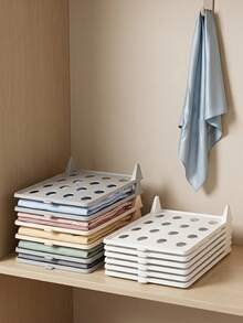 4/20‑Pack Stackable Clothes Organizer Trays, Portable Plastic Storage Boxes For Shirts & T‑Shirts, Space‑Saving Compact Storage For Wardrobe, Closet & Home Organization, Neutral‑Color Closet Storage Bins For Mounted Closet Systems - Multicolor - View 1