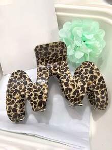 1PC Vintage Leopard Print M-Shaped Hair Claw, Fashionable Minimalist Hair Accessory For Women, Suitable For Daily Commute And Dating - Multicolor - View 2