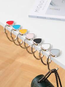 Heart Shaped Foldable Metal Hook - Portable Handbag Holder Stand For Table, Desk, Compact Bag And Keychain Accessories - Multicolor - View 9