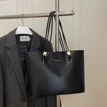 Women's Large Capacity Tote Bag For Daily Commute - Black - View 2