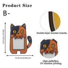 1/5Pcs Double Layer Solid Wood Owl Photo Frame, Gothic Pumpkin Lantern Print Freestanding Tabletop Holder, Spooky Autumn Desktop Ornament, Halloween Home Bedroom Decor, Indoor Party Creative Holiday Display Gift - Vintage Photo Frame - View 17