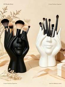1pc ABS Plastic Creative Makeup Brush Holder - Unique Body Art Design Makeup Brush Holder, Desktop Makeup Brush Storage Rack, Non-Slip, Desktop Decoration, Portable, Suitable For Desktop Or Bathroom Cosmetic Storage, Fashion Design - Multicolor - View 6