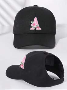 1件女款客製化A-Z字母馬尾棒球帽，輕量開頂沙灘帽，防曬帽，適合戶外運動與日常穿著 - 黑色 - 查看 22