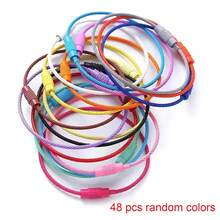 28/48PCS Random Color Colorful Stainless Steel Wire Keychain Cable Loop Screw Lock Rope Key Holder Keyring Key Chain Rings Outdoor Tools - Black - View 8