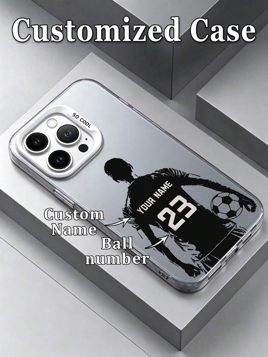 1件可客製化個性化字母姓名與足球元素圖案白色手機殼,適用於 Apple Duo/18ProMax/17ProMax/16Pro/15/14Plus/13Pro/12ProMax/11/XsMax,硬 PC 材質,防刮防指紋,適合送給個人、伴侶、家人、朋友、情侶、姊妹的生日與週年禮物 - 白色 - 查看 1