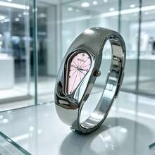 1件女款奢華鑲鑽橢圓羅馬數字錶盤手鍊腕錶，適合社交聚會、派對、日常配戴、節日禮物 - style6 - 查看 7