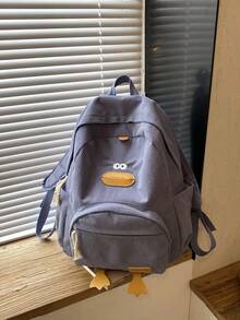 2025 New High Cost-Performance Student Backpack, Corduroy Minimalist Large Capacity Duck Pattern Middle School Student Bag - Blue - View 7