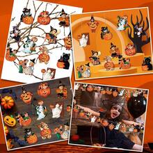 12pcs/24pcs/36pcs Retro Halloween Wooden Ornaments, Halloween Tree Hanging Decorations, Party Props And Supplies - View 4