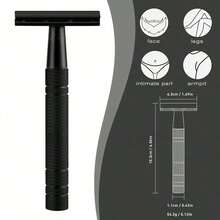 Matte Black Double Edge Razor, Unisex, Reusable, Suitable For Home And Travel. - Safety Razor - View 2