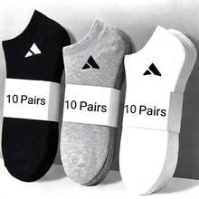 20 Pairs Unisex Sports Socks White/Black/Grey Comfortable Breathable Short Socks Couple Boat Socks Suitable For Daily Casual Wear Diagonal Design Sweat-Absorbent Breathable Classic Versatile Solid Color Minimalist Fashion 1/3/5/10/15/20/30/ Pairs - Multicolor - View 1